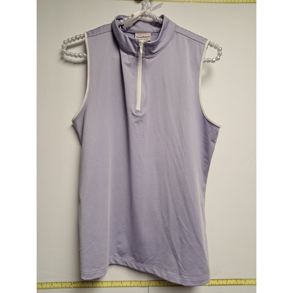 Tommy Bahama Everyday Active Lavender Purple Quarter Zip Sleeveless Polo‎ Top M